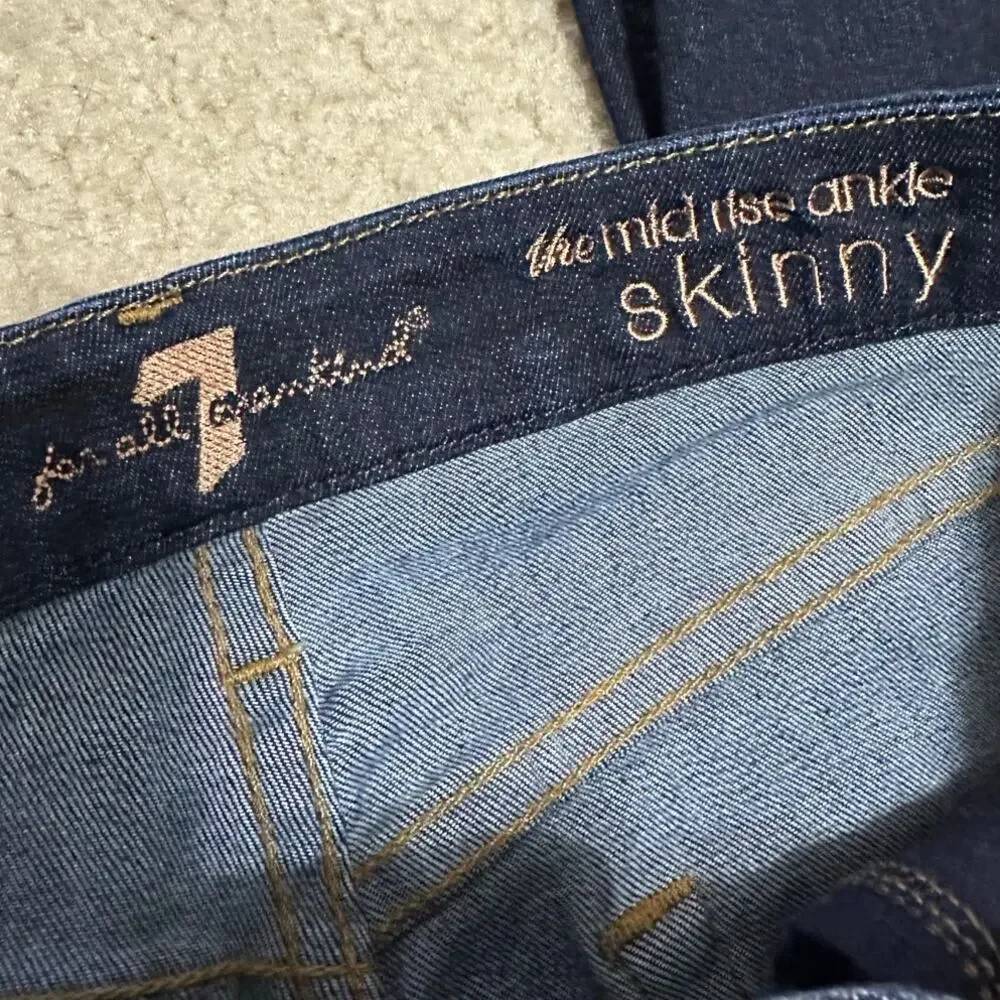 7 for‎ all mankind the mid rise ankle skinny jeans size 28